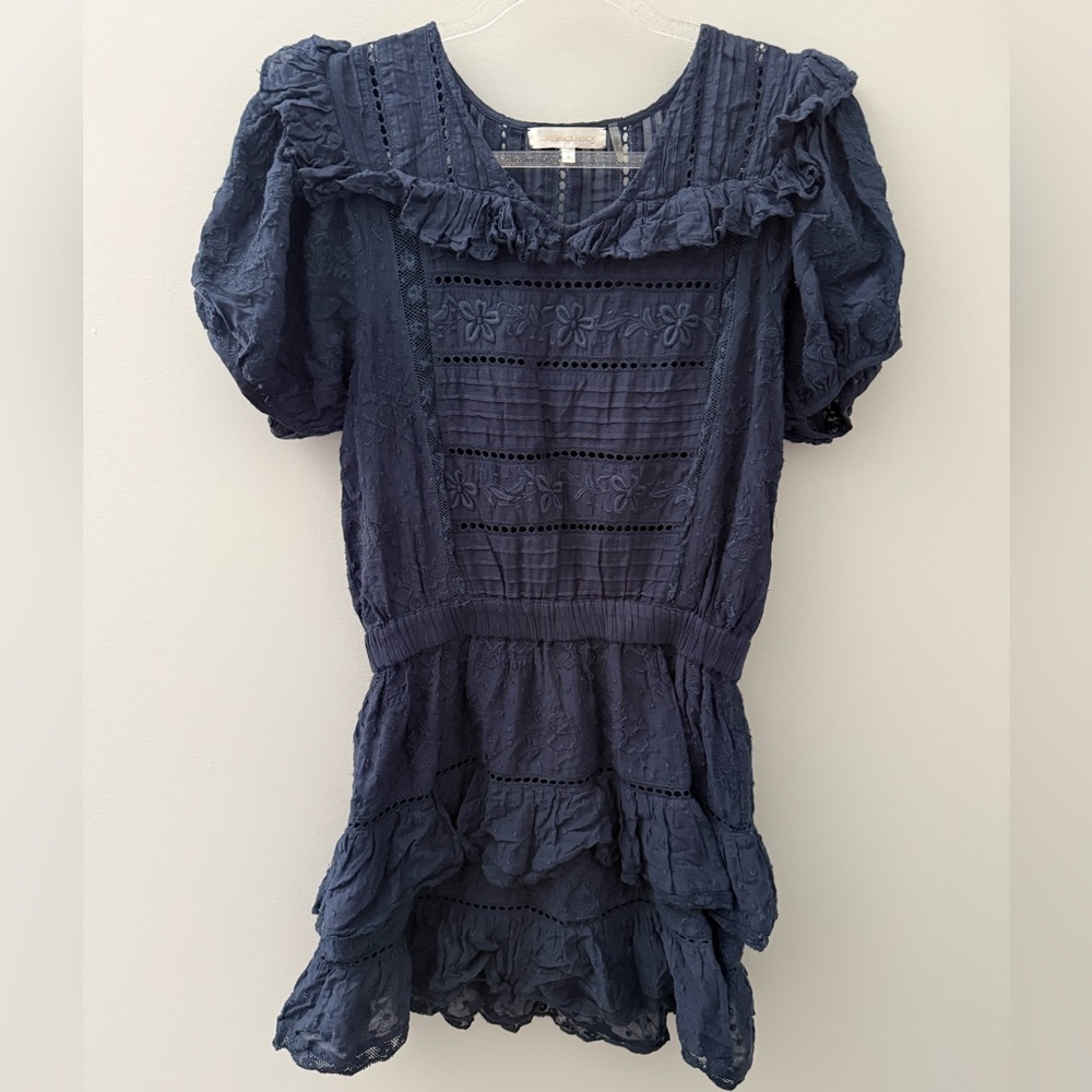 LoveShackFancy Deep Navy Blue Lace Dress size Small